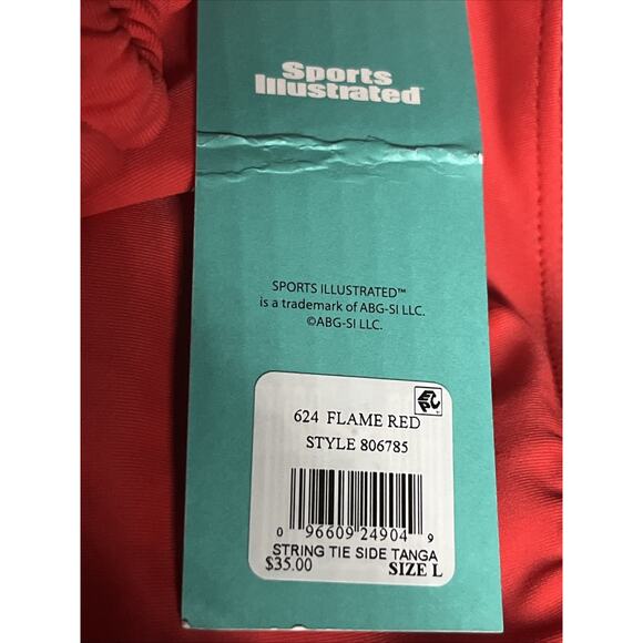 Sports Illustrated Swimsuit String Tie Side Bikini Bottom Flame Red Size L - Picture 6 of 15